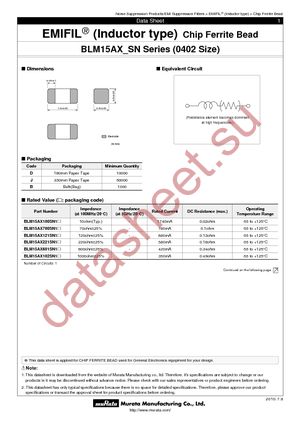 BLM15AX100SN1D datasheet  